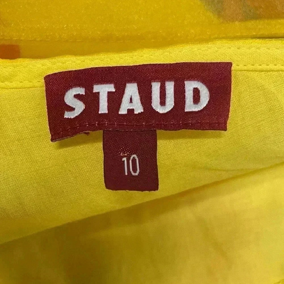 STAUD Dandelion Printed Organza Maxi Dress in Goldie Size 10 - Picture 6 of 16